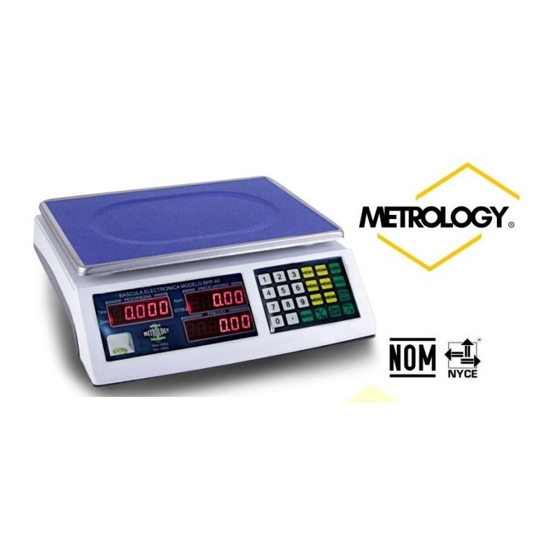 Báscula Comercial Digital Metrology Bpp-40rs 40kg Pantalla Led Rs-232 Blanco