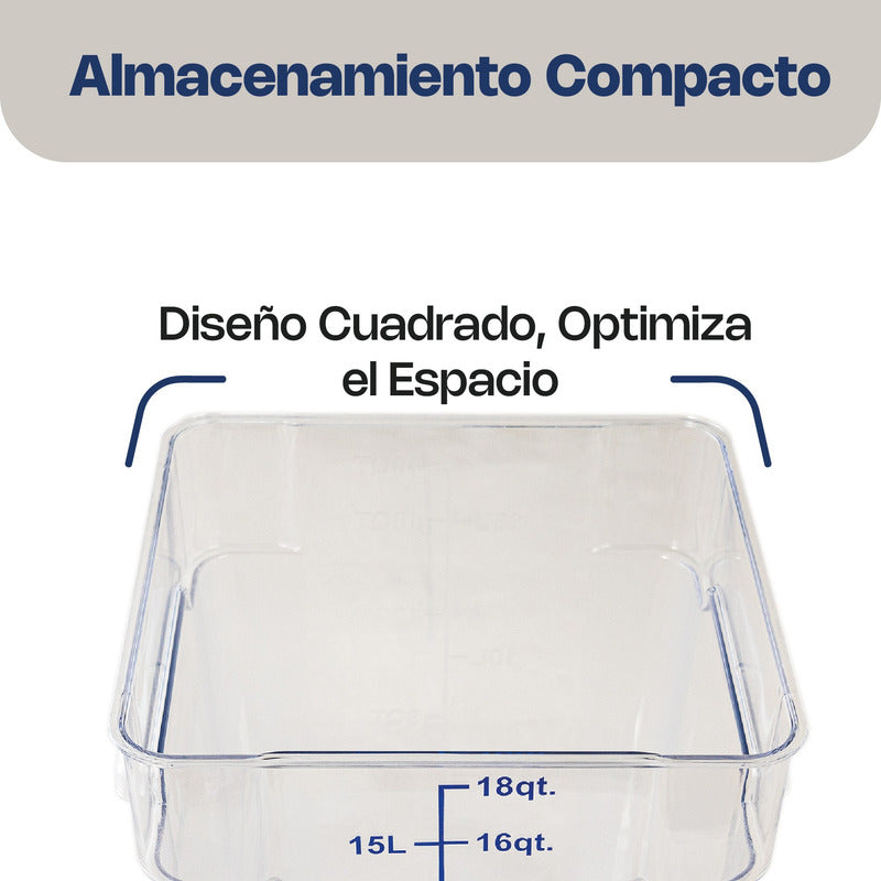 Recipiente Policarbonato Cuadrado 18 Qt Caldonia Repocu-18