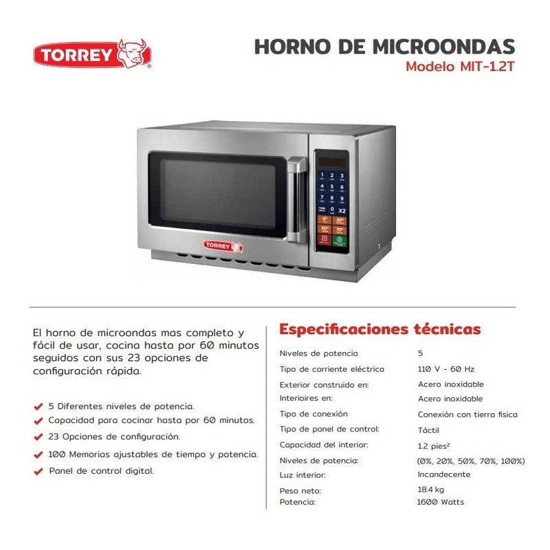 Horno Microondas Uso Rudo Torrey Mit-12t Memorias Rbanda