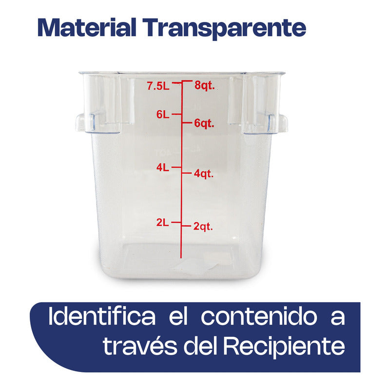 Recipiente Policarbonato Cuadrado 8 Qt Caledonia Repocu-8
