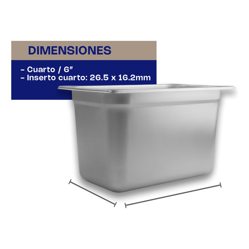 Inserto Charola Rectangular Acero Inoxidable Caledonia Inac-6 2.4l