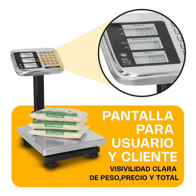 Báscula Comercial Digital Rhino Bp-80 80kg 40 cm X 30 cm