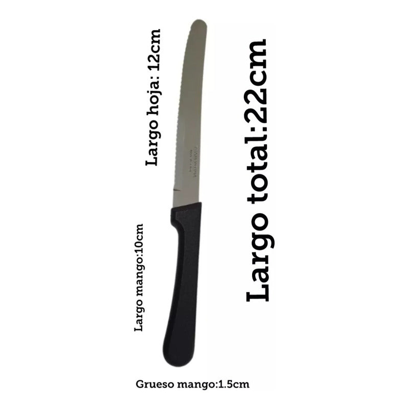 Cuchillo De Fruta/pan Acero Inoxidable Tramontina (12 Pzas) Negro
