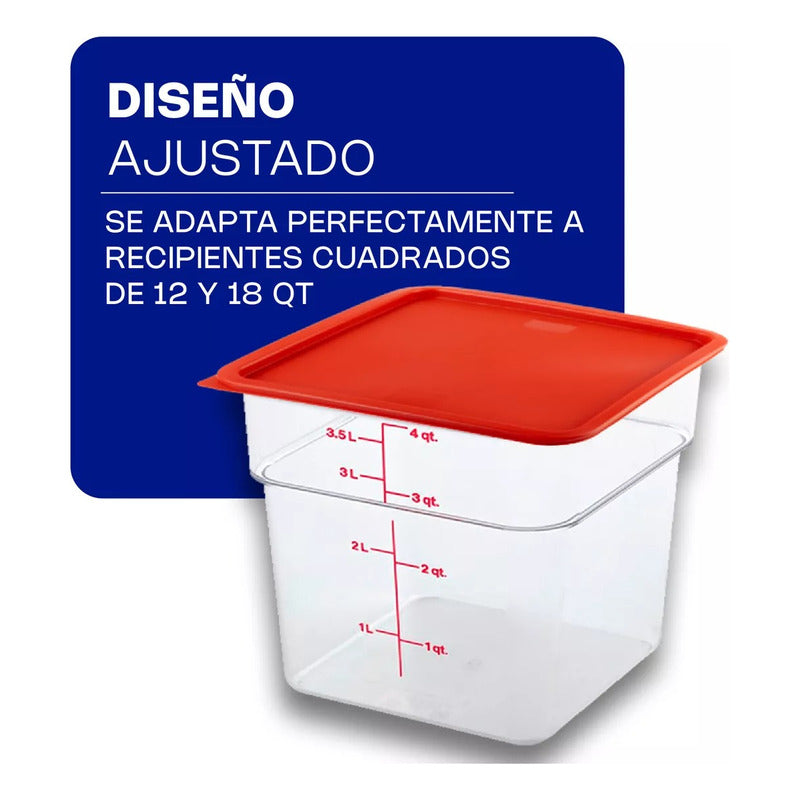 Tapa Roja Para Recipiente Cuadrado Caledonia Tapecu-1218r Rojo