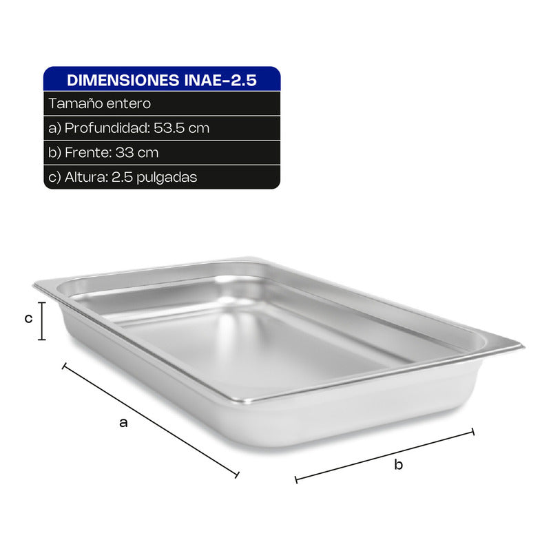 Caledonia Inae-2.5 Inserto Acero Inoxidable Entero 1/1 Profundidad 6.4 Cm Largo 53 Cm Plateado