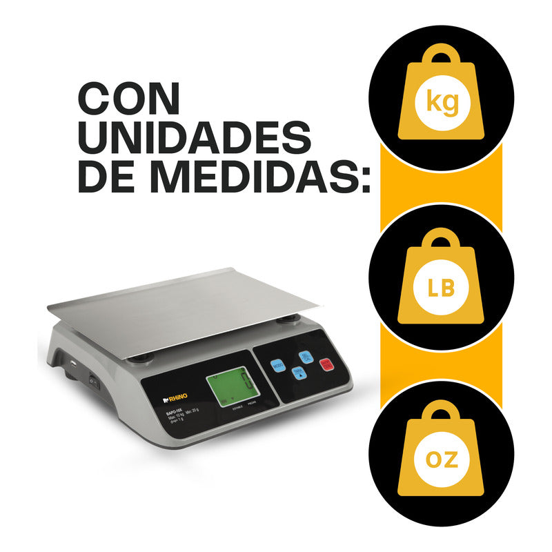 Báscula Porcionadora Digital Rhino 10 Kg Bapo-10x Puerto Usb