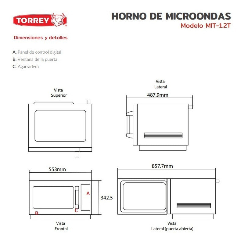 Horno Microondas Uso Rudo Torrey Mit-12t Memorias Rbanda