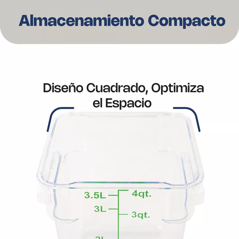 Recipiente Policarbonato Cuadrado 4 Qt Caledonia Repocu-4