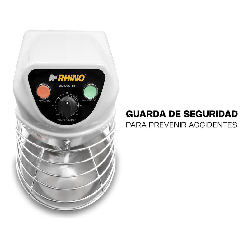 Amasadora Rhino Amasa-10 10 L Motor 1 Hp Tazón A. Inoxidable