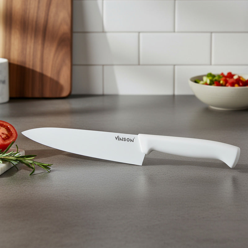 Cuchillo Profesional Acero Inox. Chef 10 Vinson Color Blanco Blanco