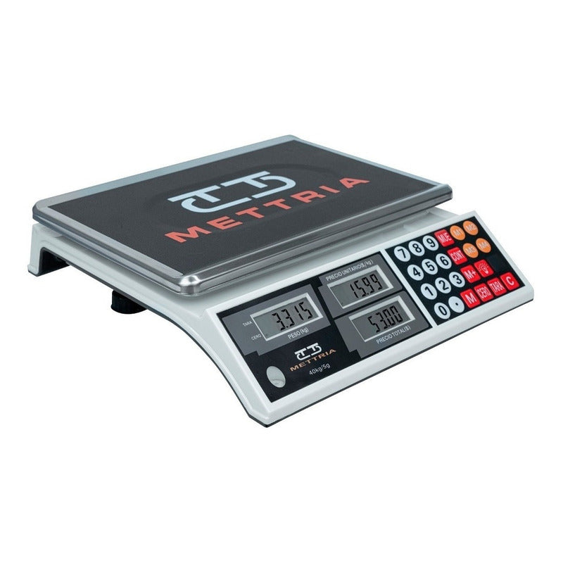 Balanza Digital Comercial Mettria Mtuv-40 40kg Lcd Acero Inoxidable