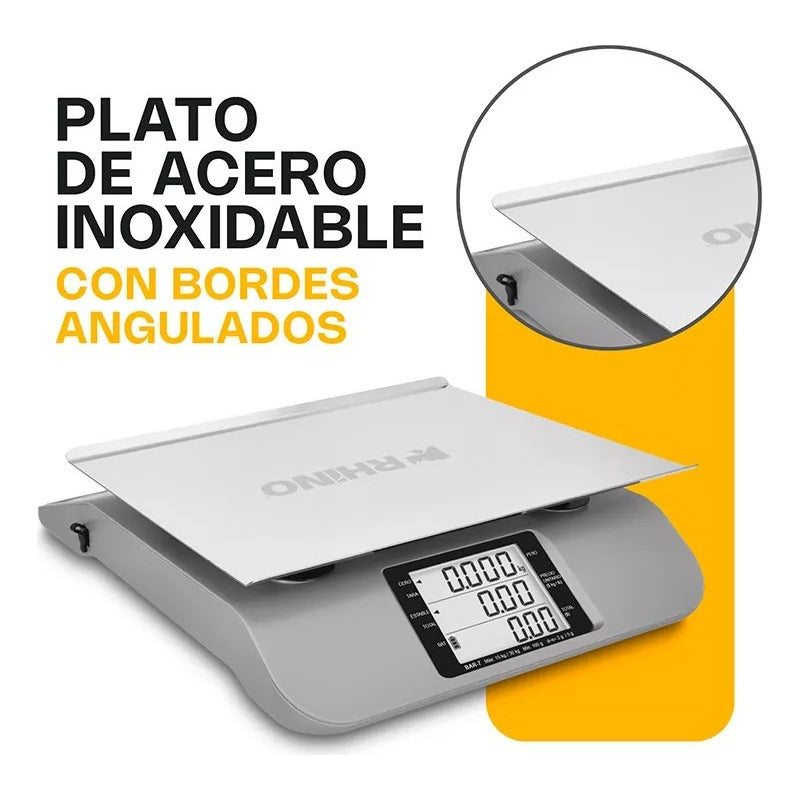 Báscula Eléctrica Digital Multifuncional 30 Kg Rhino Bar-7  Gris