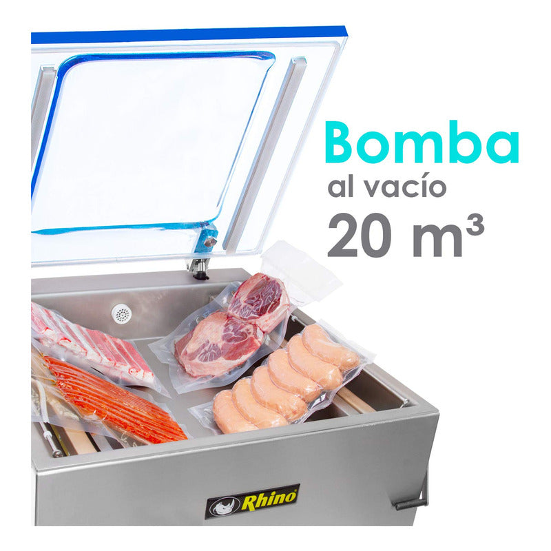 Empacadora Al Vacío Rhino Evac-20p Doble Barra Sellado 51 Cm