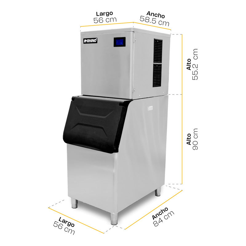 Fábrica De Hielo Rhino 200kg/día Acero Inoxidable Fahiel-200 Gris