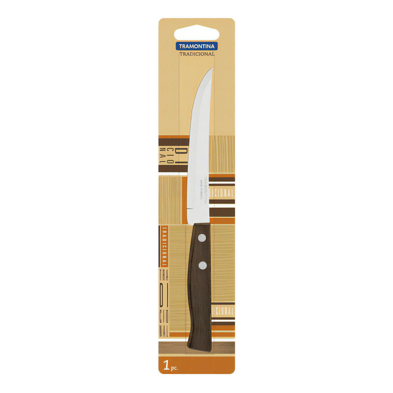 Cuchillo Para Asado Tramontina Tradicional Con Lámina De Ace Color Madera Natural