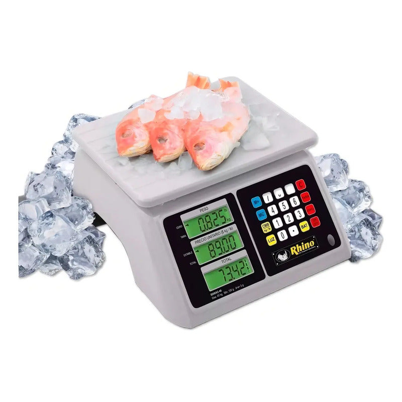 Bascula A Prueba Agua 40kg Marca Rhino Barag-40 Color Blanco Peso Máximo Soportado 40 Kg