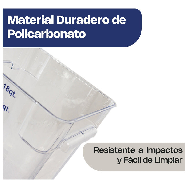 Recipiente Policarbonato Cuadrado 18 Qt Caldonia Repocu-18