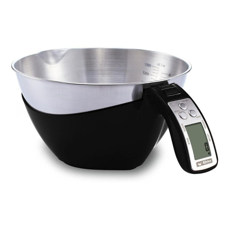Báscula De Cocina Digital Con Tazón Rhino Bata-5 5kg Negro 5 Kg