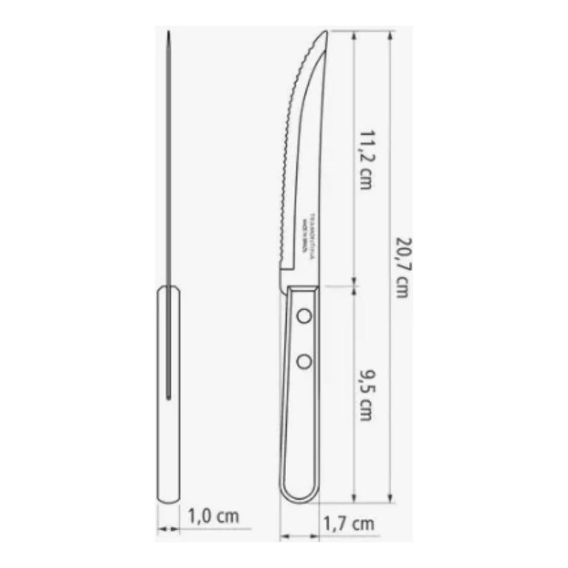 Cuchillo Liso Para Asado Tramontina Tradicional 5 Pulgadas Marrón