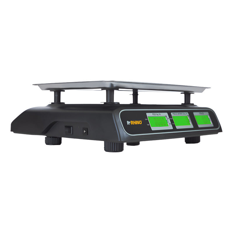 Báscula Comercial 40kg / 5g Charola Acero Barcom-40 Rhino Negro