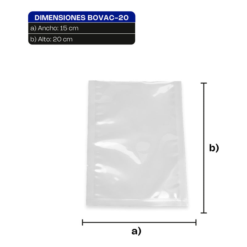 Bolsa Empacado Alto Vacio 15x20 Cm Bovac-20 Paquete 100 Pza