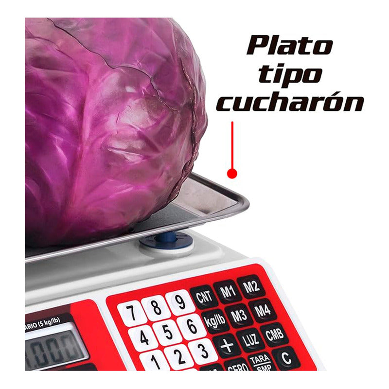 Báscula Comercial Digital Vinson Vins-40 40kg 33 cm X 24 cm Rojo