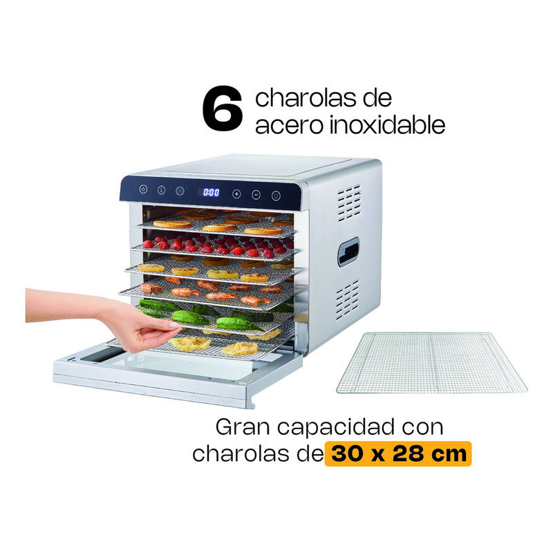 Deshidratador Alimentos Rhino Desali6 Charola 30x28cm 30a85° Gris