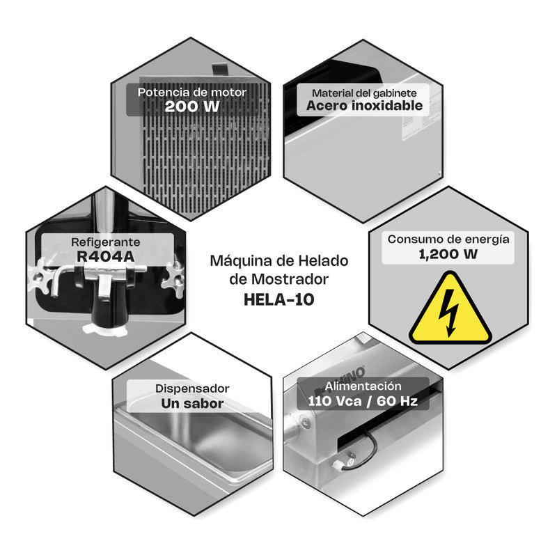 Máquina De Helados Suave De Mostrador Hela-10 Rhino