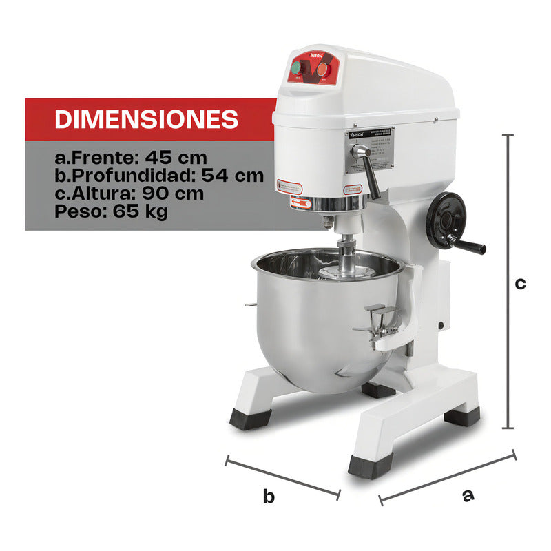 Batidora De Pedestal Planetaria Comercial Vinson Rhino Bavin20 Lt Color Blanco Frecuencia 60 Hz