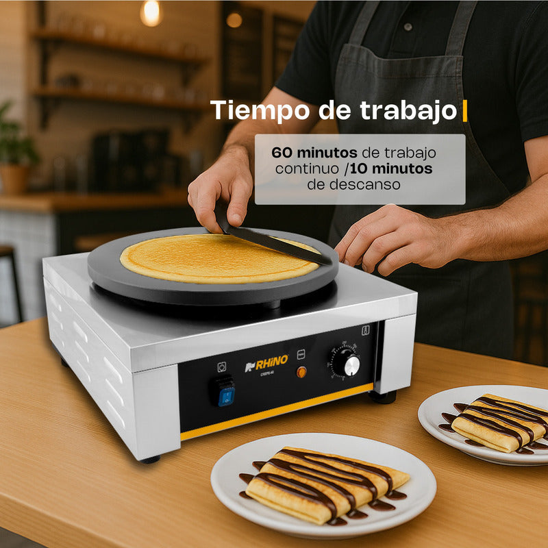 Crepera Eléctrica Rhino Crepe-40 2200w Termostato Ajustable Gris