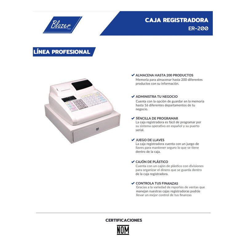 Caja Registradora Blazer Con Cajón E Impresor Térmico Er-200