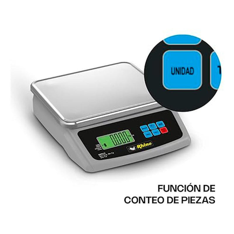 Báscula Electrónica Porcionadora Rhino 15kg/5g Bapo-15 5g  Aluminio