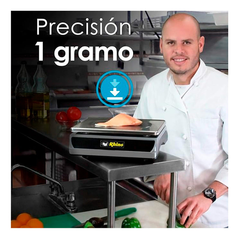 Báscula Comercial Digital Rhino Bapo-10 10kg 30 cm X 23 cm Aluminio