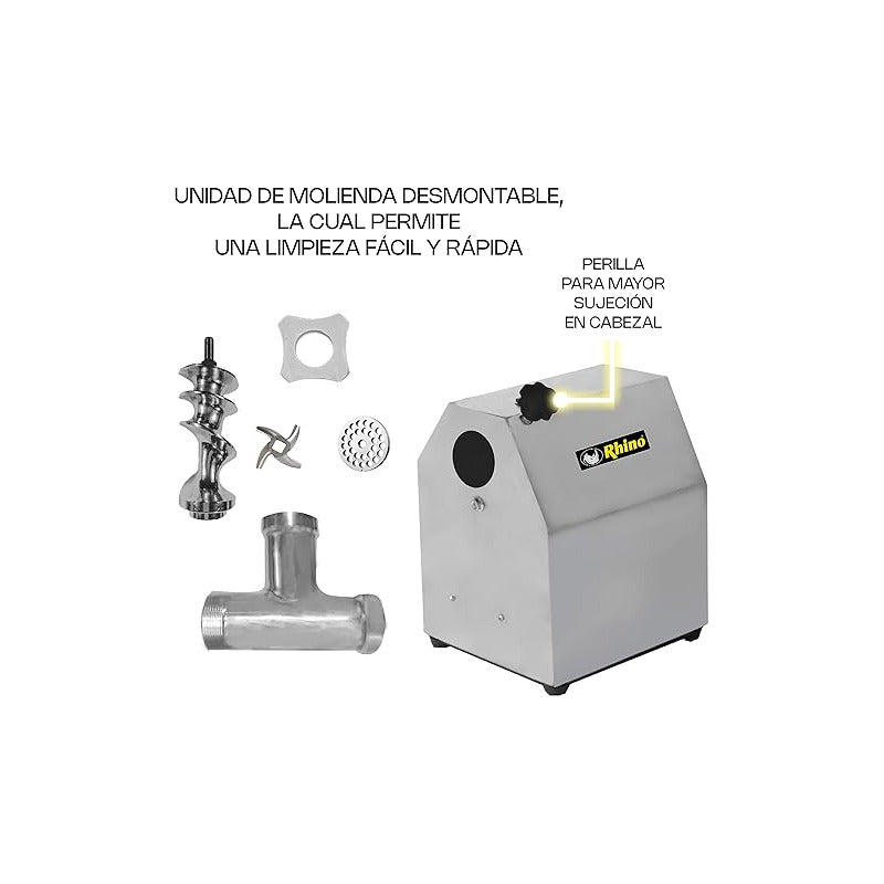 Molino Para Carne 1 Hp Marca Rhino Moca-12 Acero Inoxidable