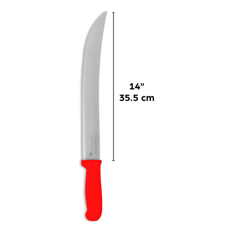 Cuchillo Bistecero Caledonia Cabir-14r Acero Inoxidable Mango Plástico Rojo