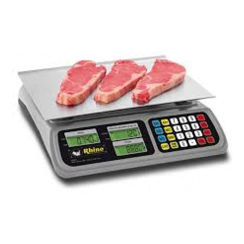 Báscula Digital Peso-precio Para 40kg Rhino Bar-8 Recargable Pantalla Iluminada Aluminio