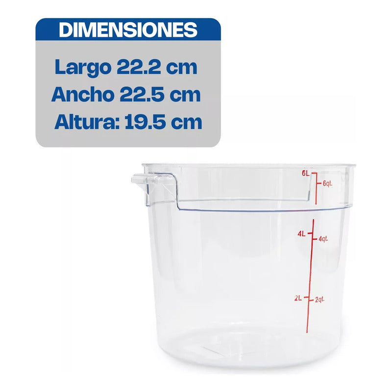 Recipiente Policarbonato Redondo 6 Qt Caledonia Repore-6