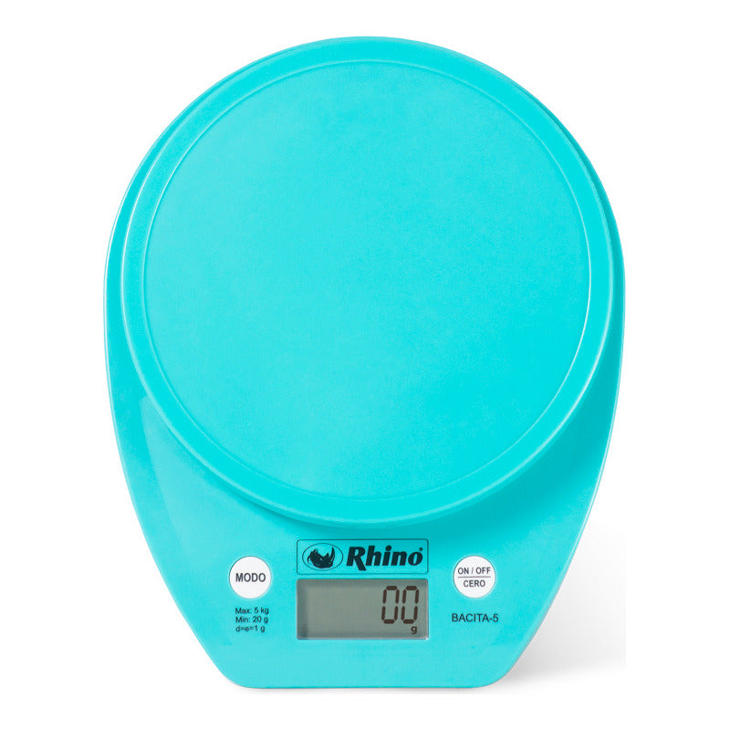 Báscula De Cocina Digital Rhino Bacita-5 Hasta 5kg Azul Turquesa 5 Kg