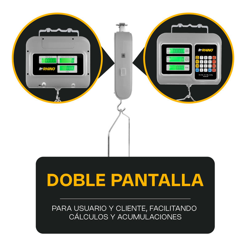 Báscula Comercial Digital Colgante Rhino Bacmu-30 Kg 110v  Gris