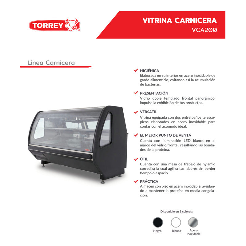 Vitrina Carnicera Torrey Vca200-n Color Negro De 2 Metros Curvo