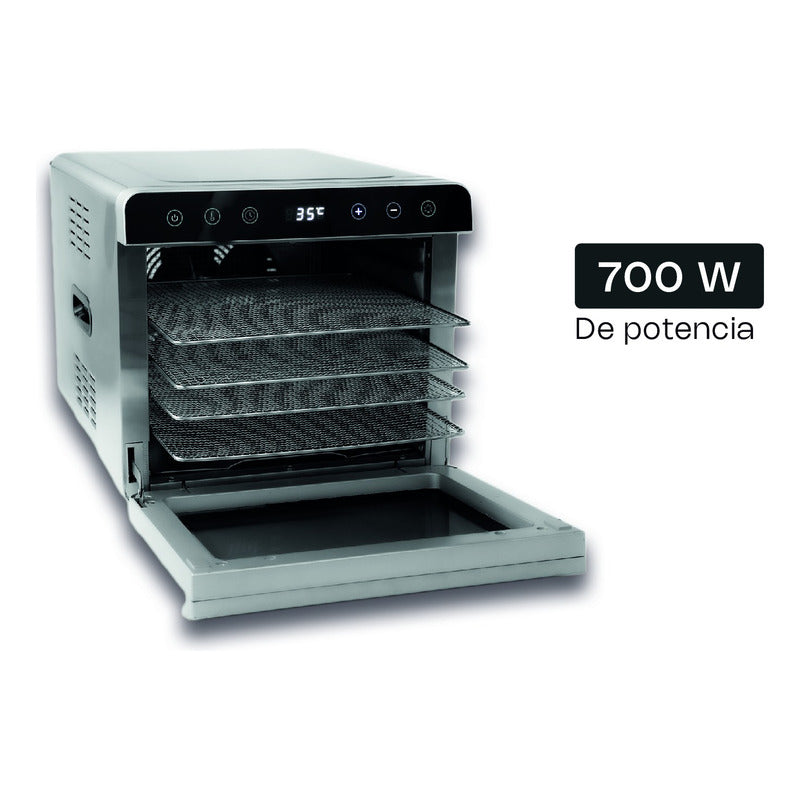 Rhino Deshidratador Alimentos 6 Bandejas Acero 700w Desali-6 Gris