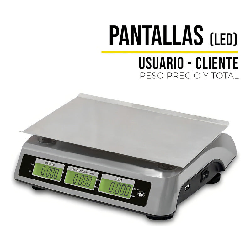 Báscula Comercial Digital Rhino Bar-6x 20kg Gris 28 Cm X 20 Cm