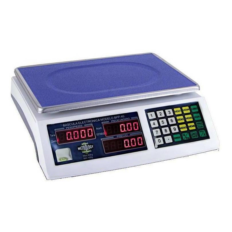 Báscula Comercial Digital Metrology Bpp-40rs 40kg Pantalla Led Rs-232 Blanco