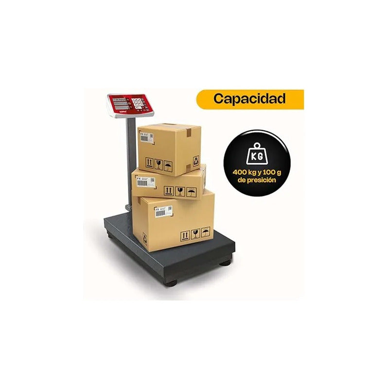 Báscula Digital Comercial Advance Rh 400kg Plataforma Acero Pantalla Led Negro