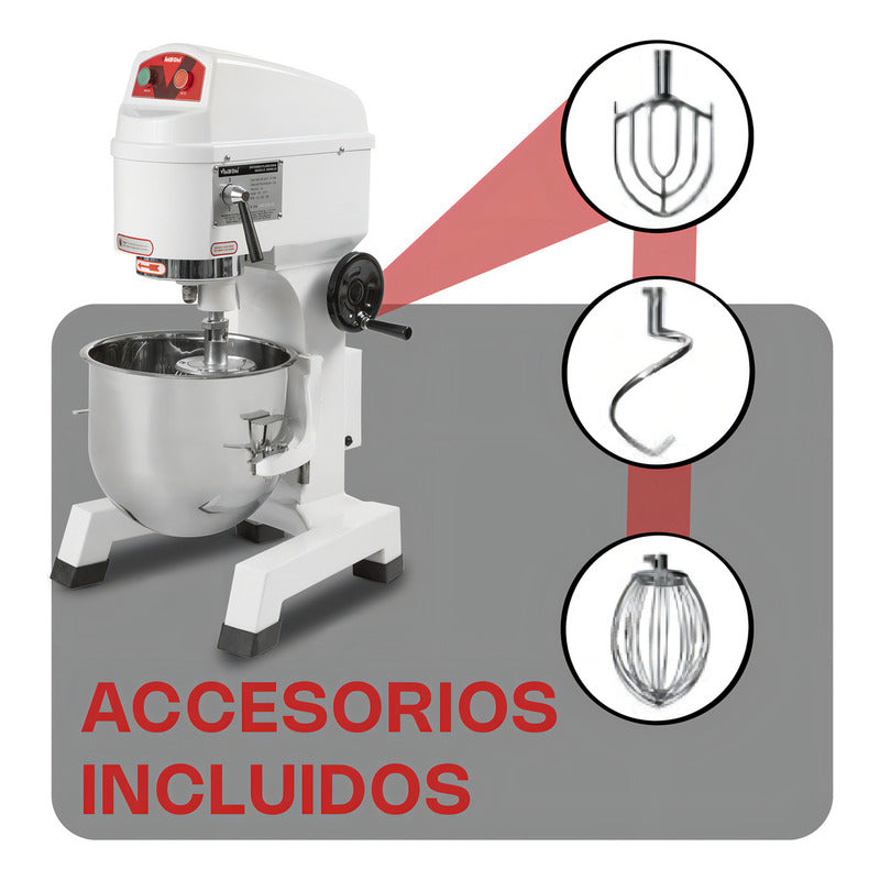 Batidora De Pedestal Planetaria Comercial Vinson Rhino Bavin20 Lt Color Blanco Frecuencia 60 Hz