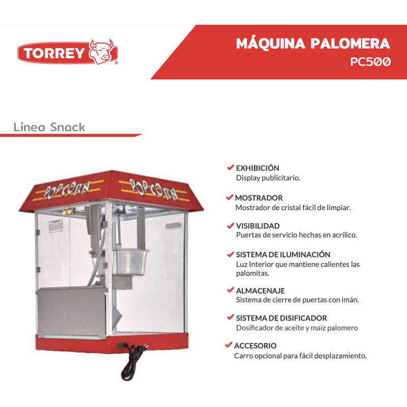 Maquina De Palomitas Torrey De Alta Capacidad Pc-500