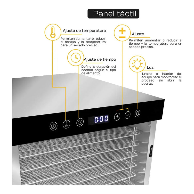 Deshidratador De Alimentos Rhino Desali-16 Bandejas 1350w Gris