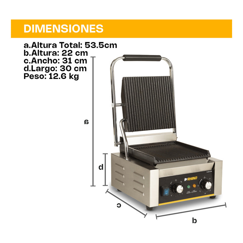 Asador Eléctrico Rhino Planpa-1800 110v Acero Inoxidable Acero Inoxidable