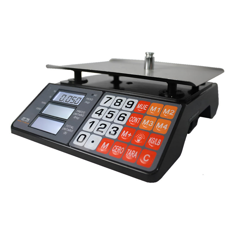 Báscula Digital Comercial Mettria 30 Kg Lcd Contadora Negra Negro