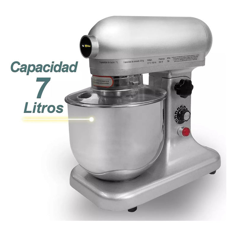 Batidora De Pedestal Industrial Rhino Bati-7 Plata  Plata 60 Hz